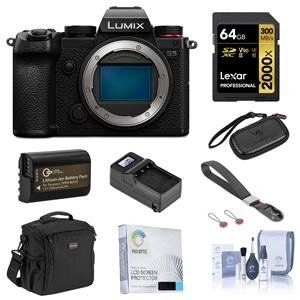 Lumix DC-S5 Mirrorless Camera Body with Essential Accessories Kit
