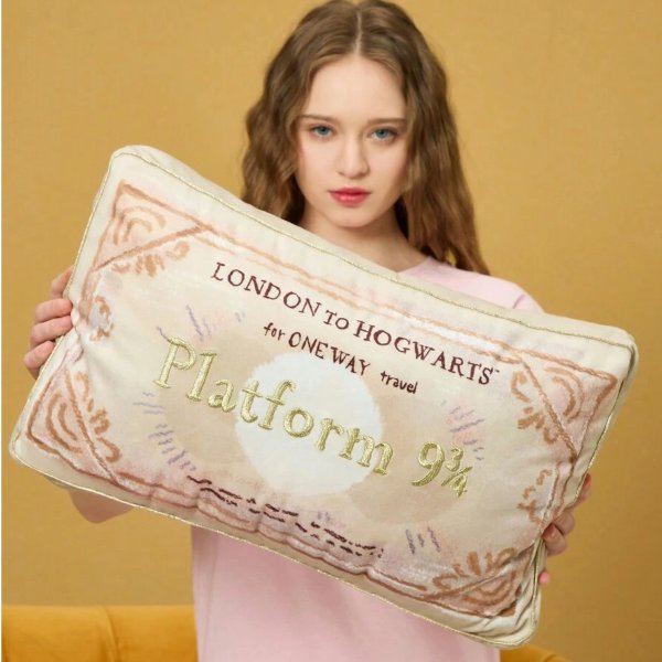 HARRY POTTER X SHEIN Embroidered Beige Rectangular Shaped Pillow