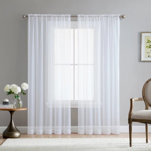 Daxin Polyester Sheer Curtain Pair (Set of 2)