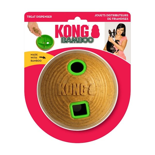 KONG Treat Dispenser Bamboo Feeder Ball Dog Toy, Medium | Petco