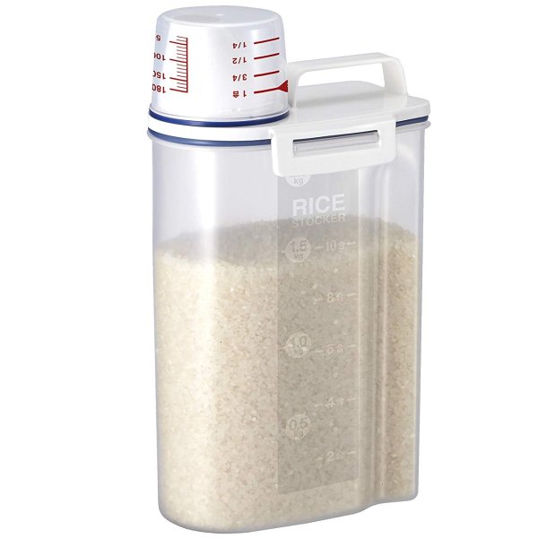 7509 Rice Container Bin with Pour Spout Plastic Clear 2KG