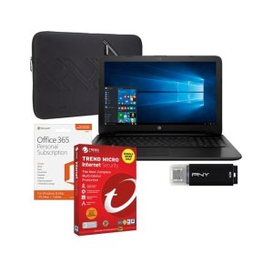 HP 15-ac143dx Laptop, Microsoft Office 365, Internet Security Software, Sleeve & Flash Drive Package
