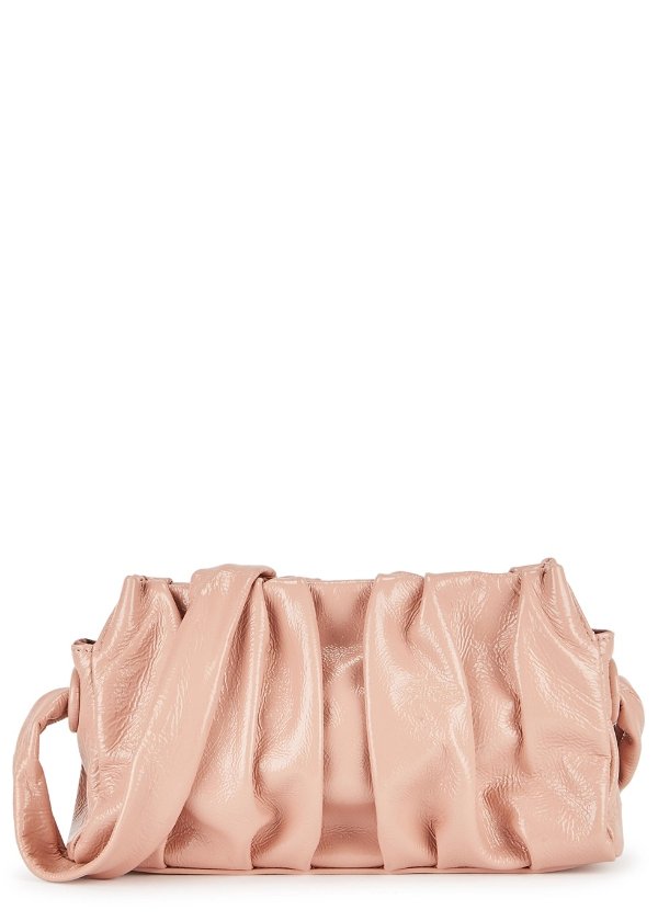 Vague pink glossed leather shoulder bag