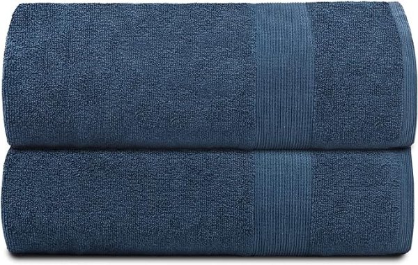 Elvana Home Premium Cotton Oversized 2 Pack Bath Sheet 35x70-100% Pure Cotton - Ideal for Everyday use - Ultra Soft & Highly Absorbent - Machine Washable - Mineral Blue