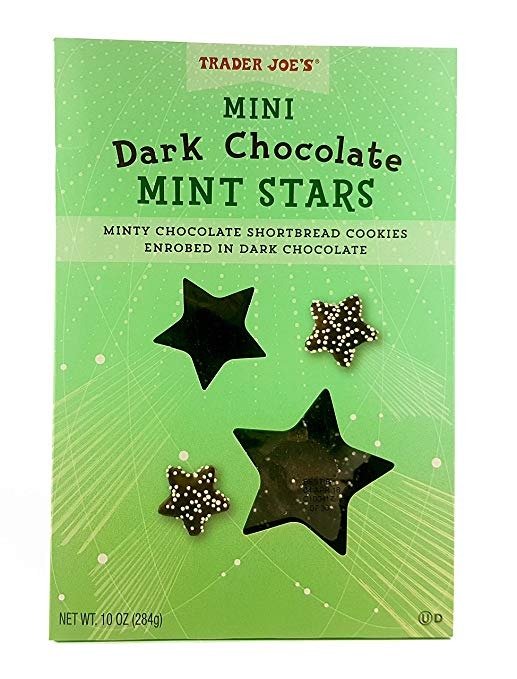 Trader Joe's Dark Chocolate Mint Stars Chocolate Shortbread Cookies 10 Oz.
