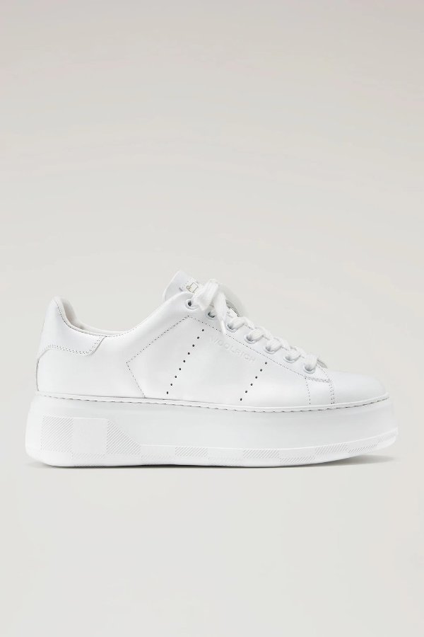 Chunky Court Sneakers in Soft Leather White White