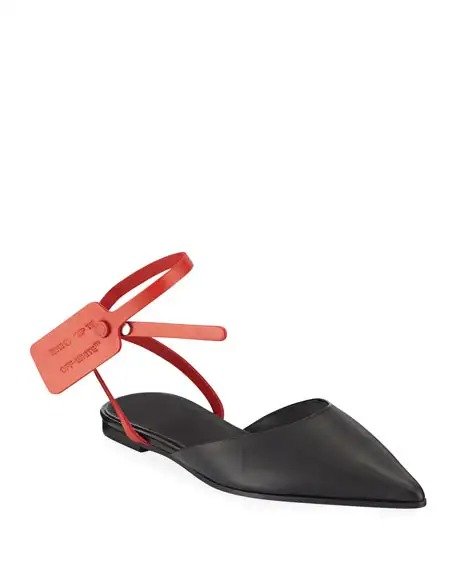 Zip Tie Leather Ankle-Wrap Flats