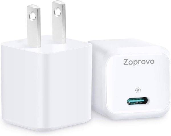 Zoprovo 20W Fast Charger 2-Pack Mini Wall Chargers Block