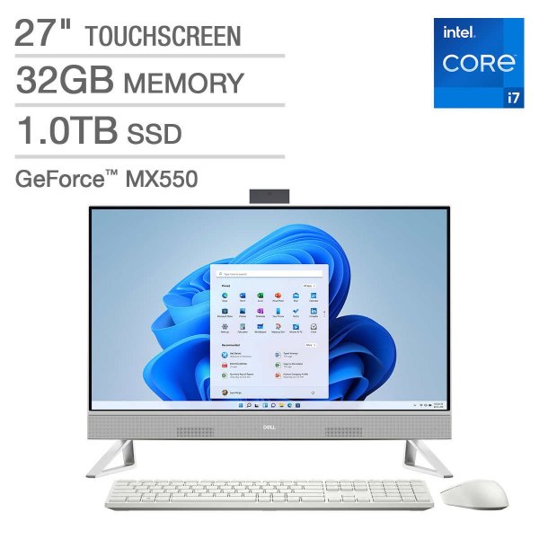 Inspiron 27 7000 Series All-in-One Touchscreen Desktop - 12th Gen Intel Core i7-1255U - GeForce MX550 - 1080p - Windows 11