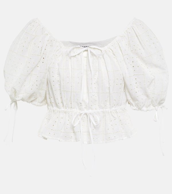 Broderie anglaise cotton crop top