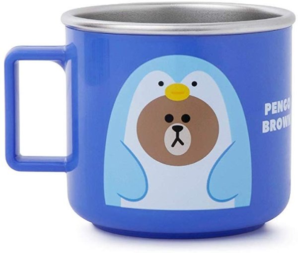 Kids Cup - Pengo BROWN Character Design Stainless Steel Water Tumbler Mug for Children, Blue