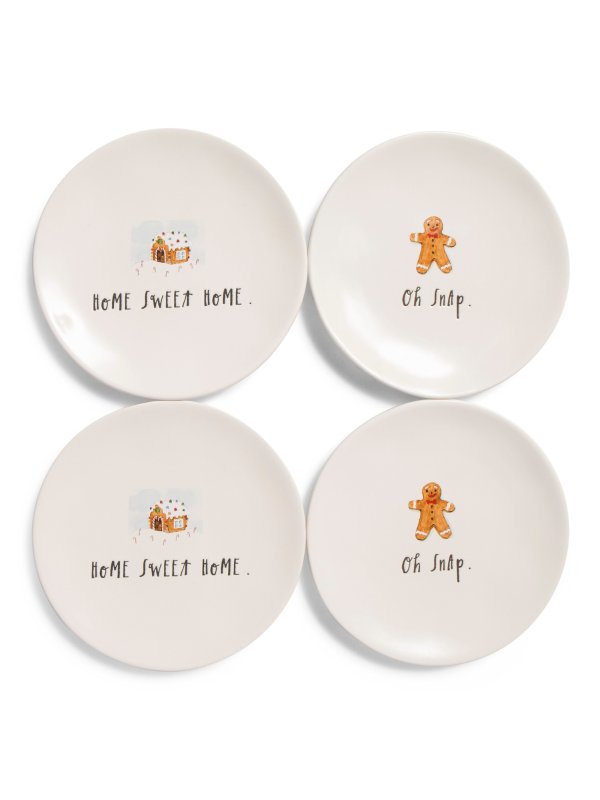 4pk Home Sweet Home Appetizer Plates