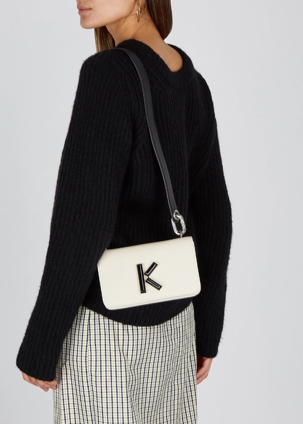 Kandy off-white leather cross-body bag