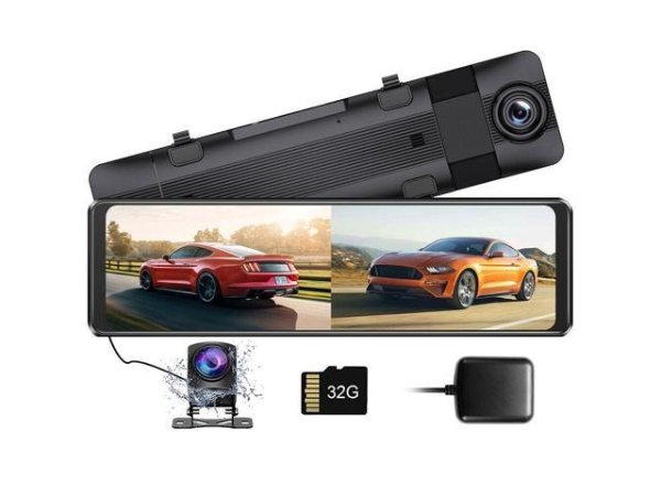 AZDOME 1296P Mirror Dash Cam, 11" IPS Full Touch Screen Front and Rear View Mirror Camera, 1080P Waterproof Backup Camera, Dual Dash Camera for Cars, Night Vision, Parking Monitor, 32GB Card & GPS - Newegg.com