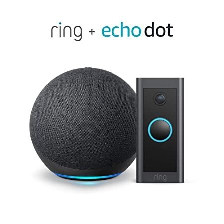 Ring Video Doorbell Wired bundle with Echo Dot (Gen 4) - Black