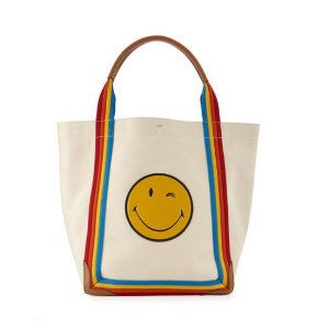 Anya Hindmarch Pont Wink Canvas Tote Bag @ Neiman Marcus