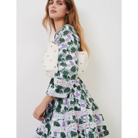 Maje120ROMAN Printed viscose linen dress