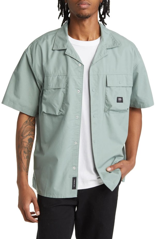 Short Sleeve Button-Up Camp Shirt