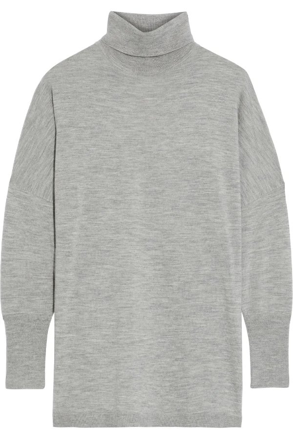 Melange cashmere turtleneck sweater