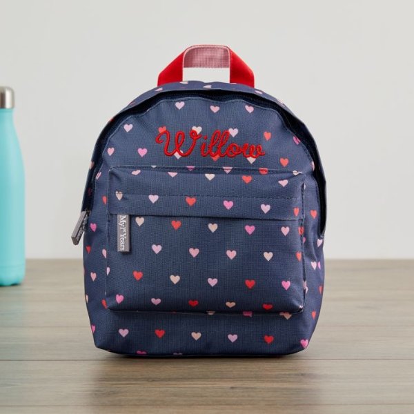 Personalized Heart Print Mini Backpack Welcome %1