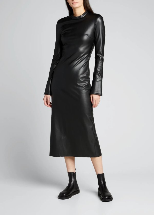 Juno Long Faux-Leather Dress