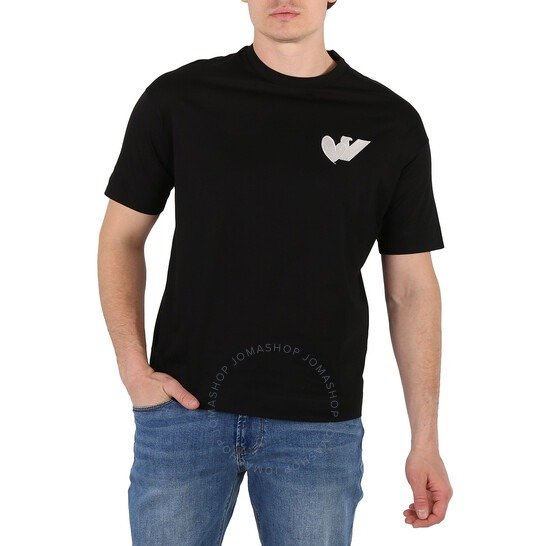 Men's Black Logo-Embroidered Cotton T-Shirt