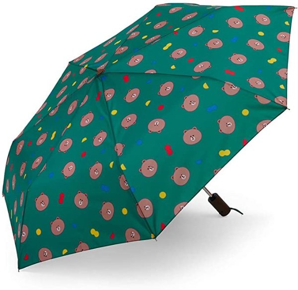 Friends BROWN Character Small Compact Automatic Folding Windproof Travel Umbrella, Green