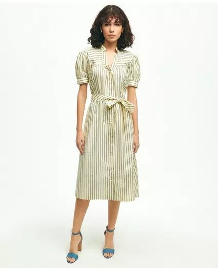 Supima® Cotton Fit & Flare Stripe Shirt Dress