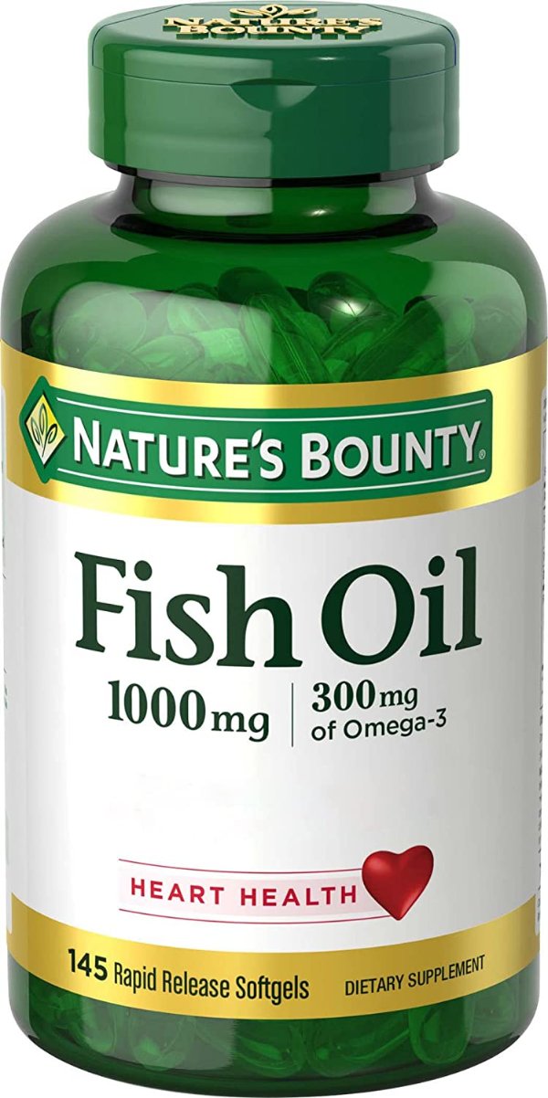 Nature’s Bounty Fish Oil, 1000mg, Rapid Release Softgels, 145 Ct