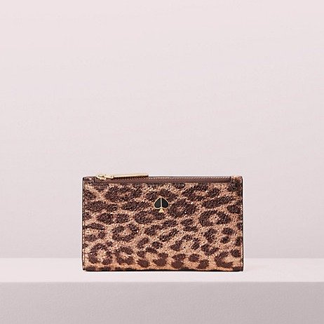 metallic leopard small slim bifold wallet