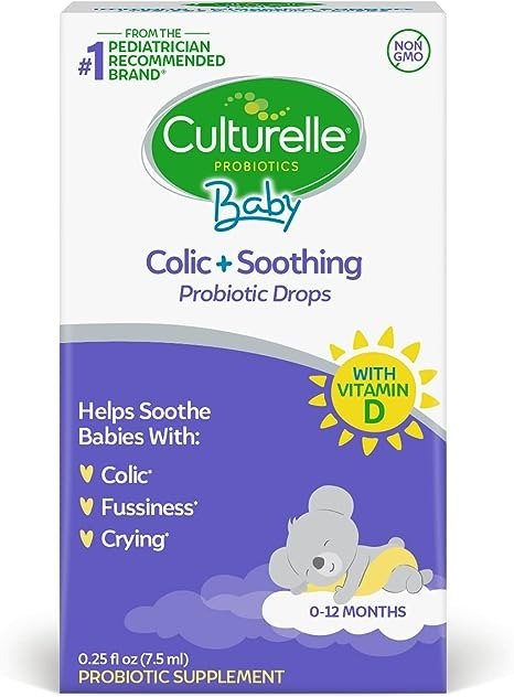 Probiotics for Babies, Colic plus Soothing Drops From Culturelle, Helps Soothe Colic, Fussiness and Crying in Babies 0-12 Months, 7.5ml drops, One Month’s Supply