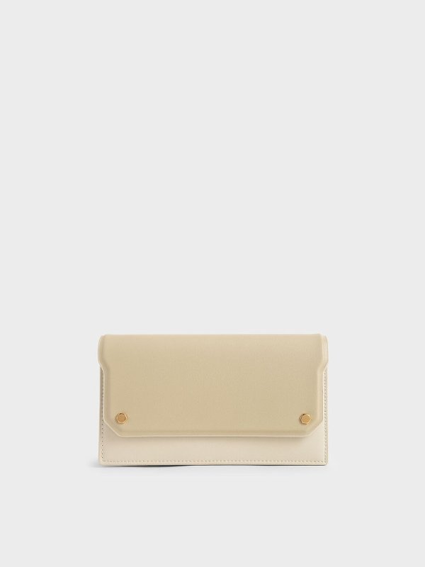 Ivory Two-Tone Mini Long Wallet | CHARLES &amp; KEITH