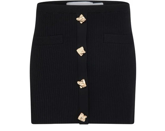 Black Ribbed Knit Mini Skirt