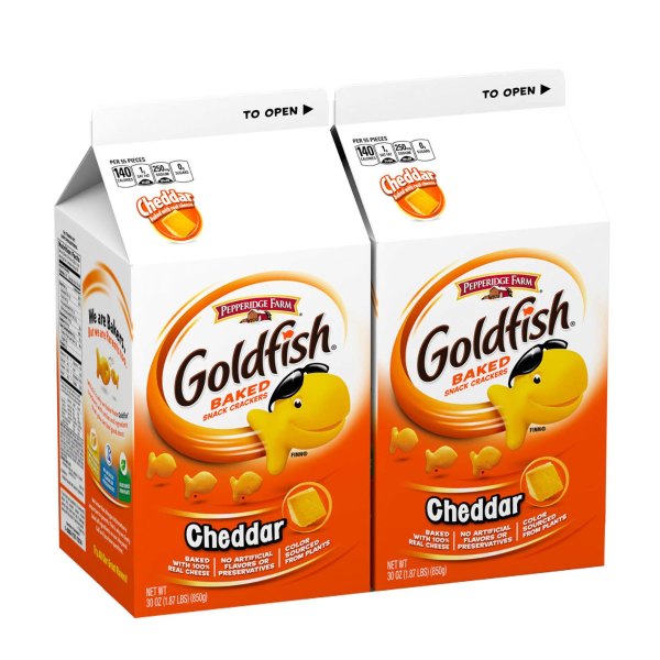 Goldfish Cheddar Crackers, 30 Oz. Carton, 2 Box