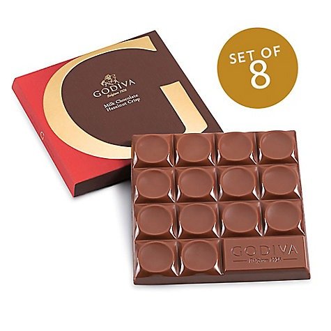 G by Godiva 42% Milk Hazelnut Crisp Chocolate Bar, Set 8 | GODIVA