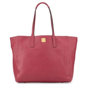 MCM Shopper Project Reversible Leather Tote Bag, Scooter Red/Gold @ Neiman Marcus