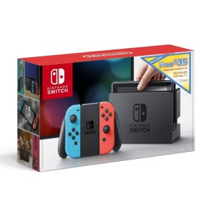NS with Neon Blue and Red Joy-Con Wireless Controllers and $35 Dollar e-Shop Credit