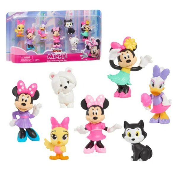 Disney Junior Minnie Mouse 7-Piece Figure Set, Kids Toys for Ages 3 and up