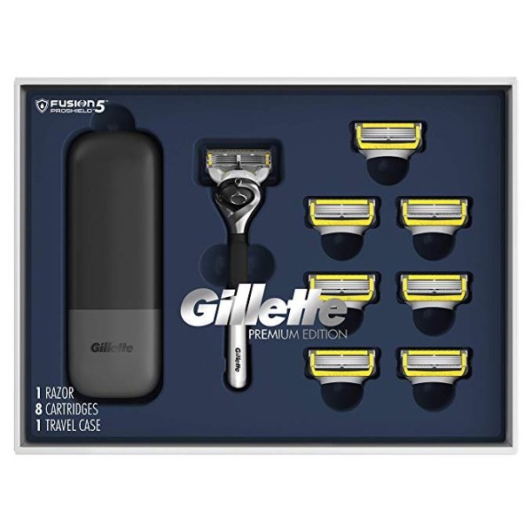 Fusion Proshield Shave Gift Set for Men, 8 Fusion Proshield Blade Refills,1 Razor Handle, 1 Razor Case