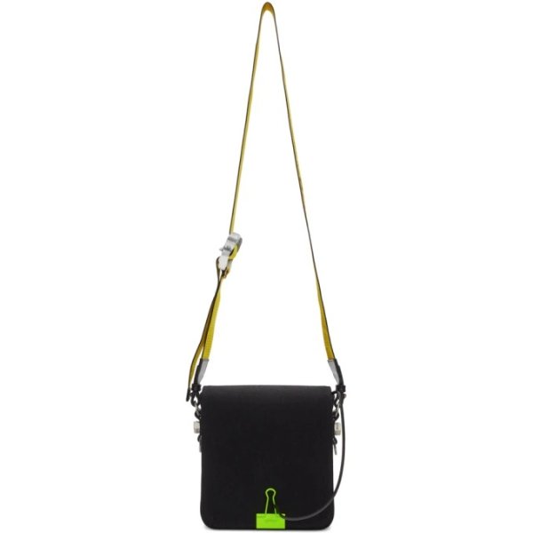 - Black & Yellow Denim Binder Clip Bag