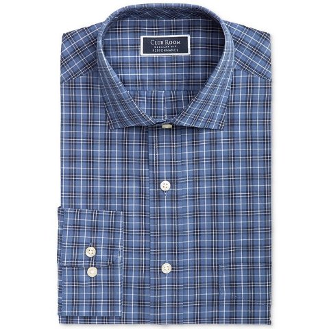 Club RoomMen s Heritage Classic/Regular-Fit Performance Stretch Plaid Dress Shirt, Created for Macy s