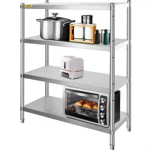 Stainless Steel Shelving Units Storage Shelf 4 Tier Kitchen Commercial Storage | VEVOR US