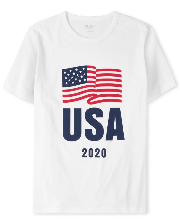 Mens Matching Family Americana Short Sleeve Olympics 'USA 2020' Flag Graphic Tee