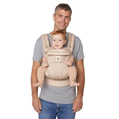 Omni Dream All Carry Positions SoftTouch Cotton Baby Carrier Newborn to Toddler with Enhanced Lumbar Support (7-45 lb), Natural Dots