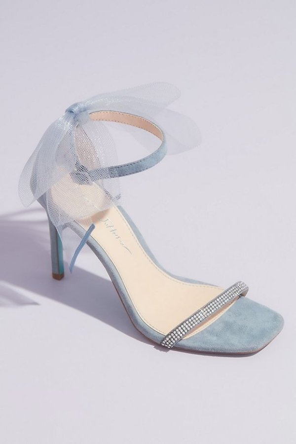 Tulle Bow High Heel Ankle Strap Sandals