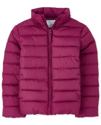 Girls Long Sleeve Puffer Jacket | The Children's Place - ROSE PARADE