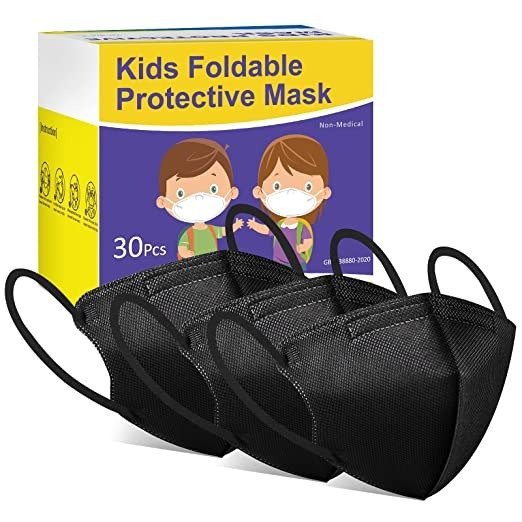 Zoonana 儿童一次性4层防护口罩，30个，黑色