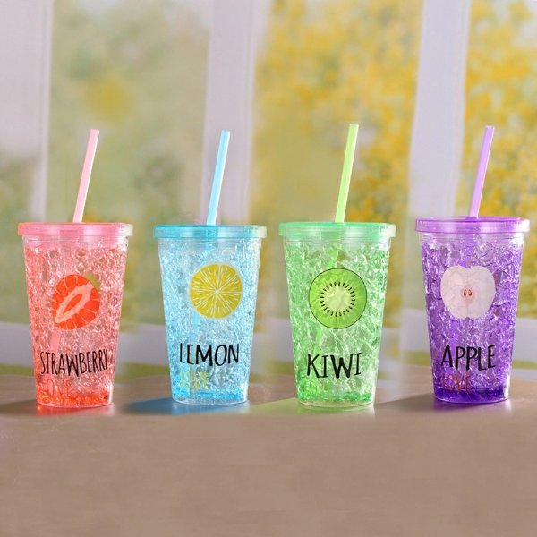 Summer Refrigeration Ice Cup Double Layer Broken Ice Cup Creative Pop Can Personalized Student Water Cup Plastic Cup