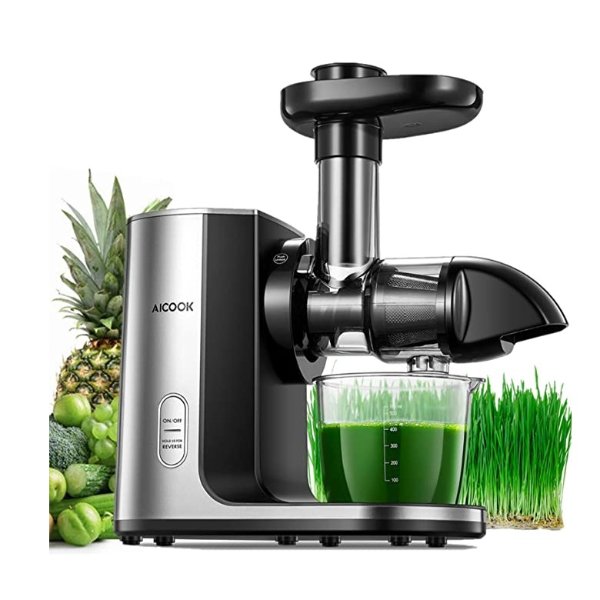 Juicer Machines, Aicook Cold Press Masticating Juicer with Upgraded Filter, Higher Juice Yield, Easy to Clean Slow Juicer, Brush and Recipes for Vegetables and Fruits Included