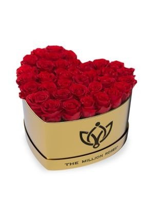- Love Box Collection Roses in Gold Heart Box
